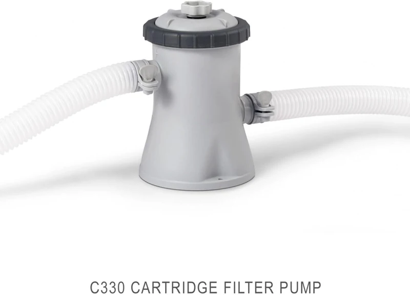 INTEX 28201EH 10ft x 30in Metal Frame Above-Ground Pool Set with 330 GPH Cartridge Pump – Puncture-Resistant 3-Ply PVC – Rust-Resistant Frame – 1,185 Gallon Capacity