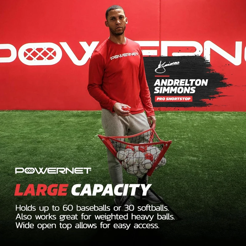 PowerNet 7' x 7' Baseball & Softball Training Kit — Red Ultimate Set with Adjustable Tee, 3 Weighted Balls, Strike Zone & Ball Caddy