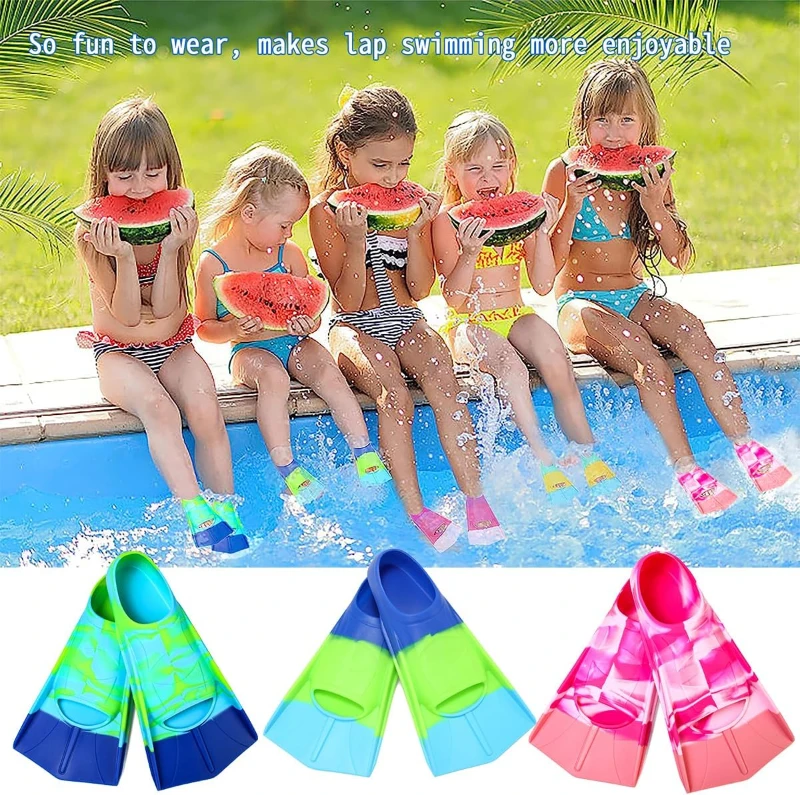 Fanwill Short Flippers for Kids — Comfortable Swim Fins for Lap Training, Children & Beginners (Girls, Boys)