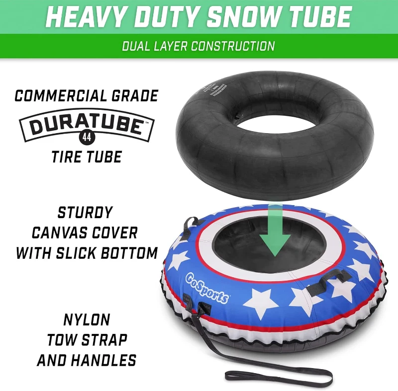 GoSports 44"" Heavy-Duty Winter Tube with Premium Canvas Cover — Commercial Sled, Multiple Styles Available