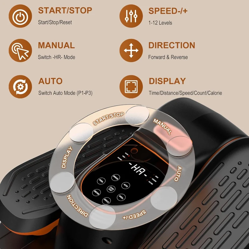 VIVURN 028 Under-Desk Elliptical — 12-Speed, 5-Mode Motorized Leg Trainer for Seated Use, Low-Noise for Home & Office