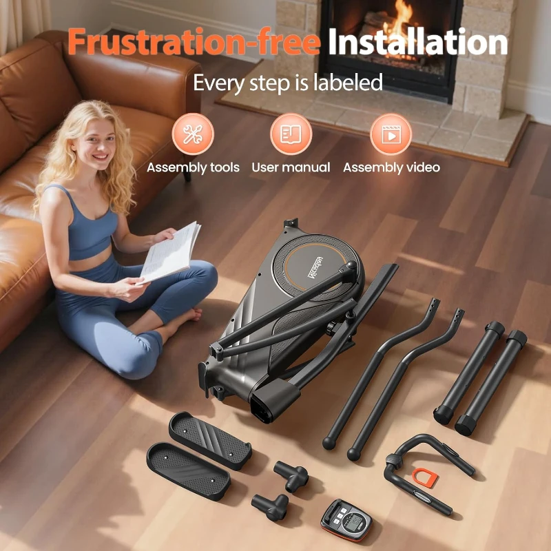 Niceday Home Elliptical Trainer with Hyper-Quiet Magnetic Drive, 15.5in & 20in Stride Options, 16 Resistance Levels, Heavy-Duty Capacity (500 lbs)