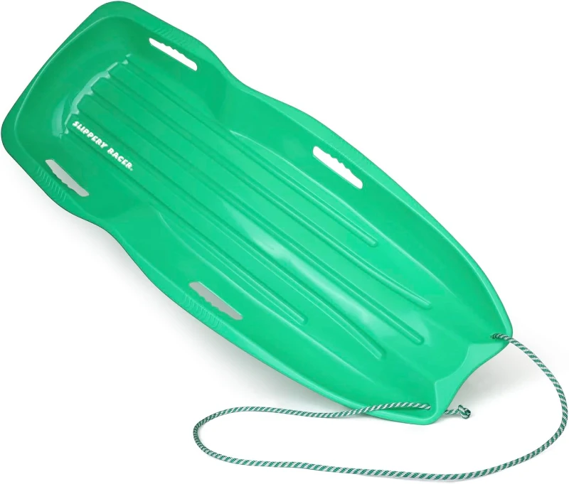 Slippery Racer Downhill Xtreme Toboggan — Slick-Coated 1–2 Person Snow Sled with IceVex Treatment, reinforced Handles & Pull Rope