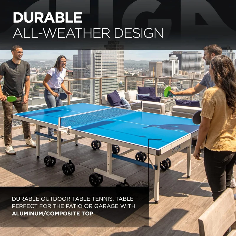 STIGA XTR Pro All-Weather Outdoor/Indoor Table Tennis Table — Aluminum Composite Top, Net & Posts, Quick Assembly