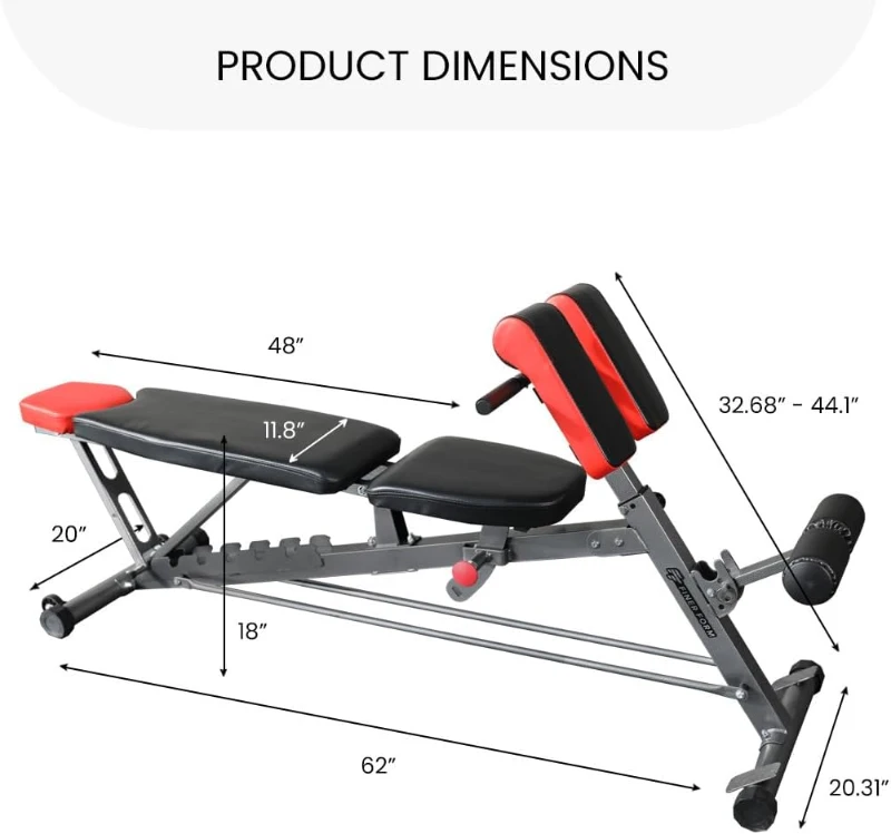 Finer Form Multi-Functional FID Weight Bench — All-in-One Adjustable Incline/Decline, Roman Chair & Hyperextension Station