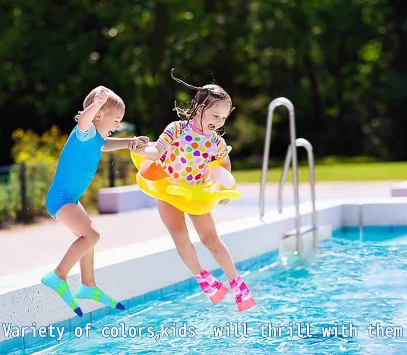 Junior Swim Fins — Short Comfortable Flippers for Lap Training and Swim Practice (Kids, Girls, Boys, Beginners)