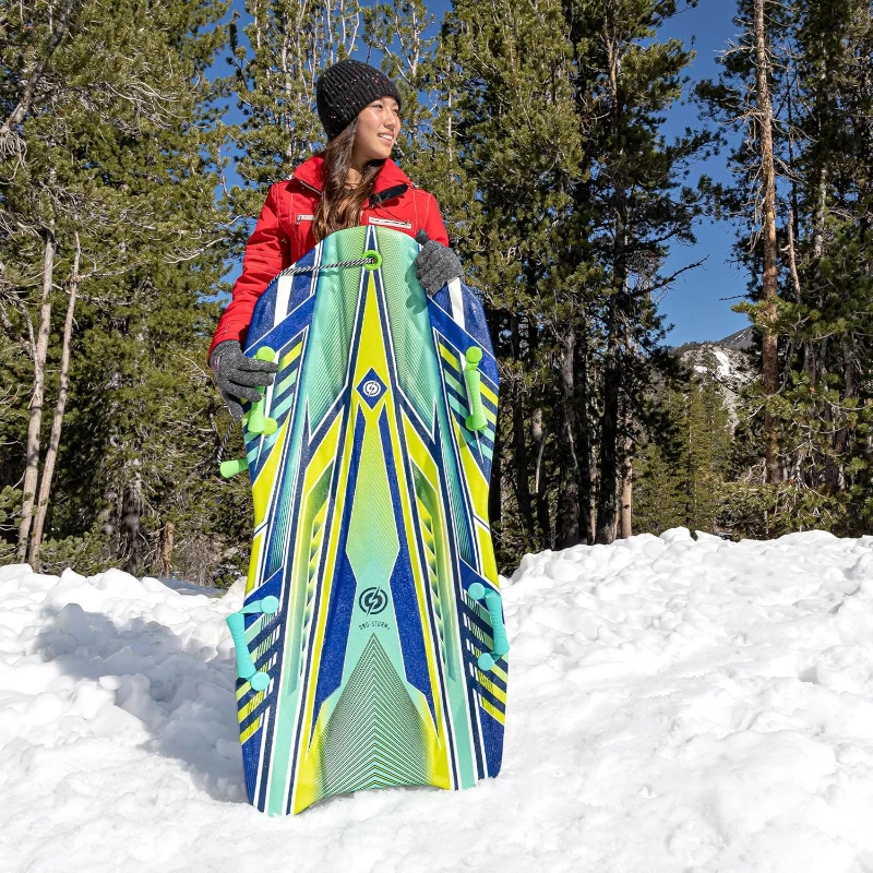 Sno-Storm Premium Foam Snow Sled — Contoured, Durable Foam Sled with Tow Rope and Handles, 50"" x 24"" Lightweight Ride