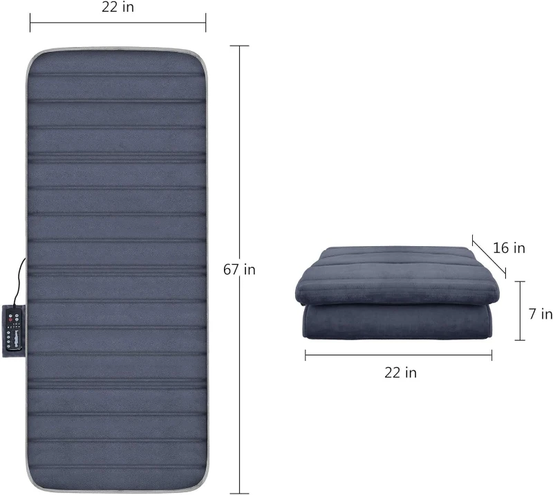 COMFIER Full-Body Vibration Massage Mat with Heat - Chair Pad with 10 Vibration Motors & Dual Heating Pads, Auto Shut-Off, Foldable Heated Massage Mattress Pad