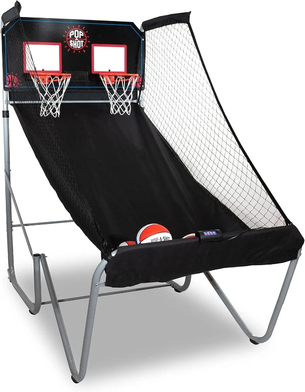 Pop-A-Shot Home Dual Shot Arcade Basketball Game — Sensor Scoring Hoop with 16 Game Modes, 7 Balls, Foldable & Mobile for Easy Storage