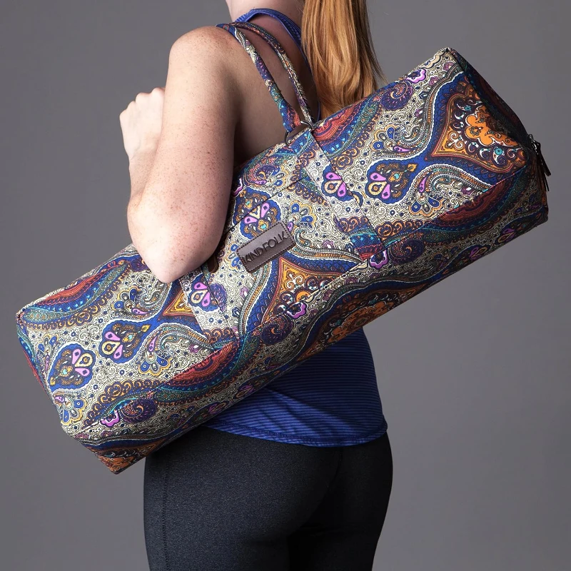 Kindfolk Patterned Canvas Yoga Mat Duffle Bag with Zippered Pocket — Mat Carrier