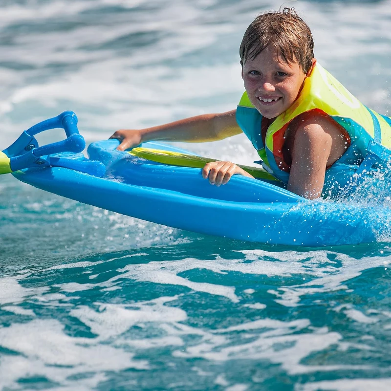 ZUP Coast Board All-in-One Kids Trainer (Wakeboard / Kneeboard / Water Skis) with Rope Handle – Versatile Beginner Board