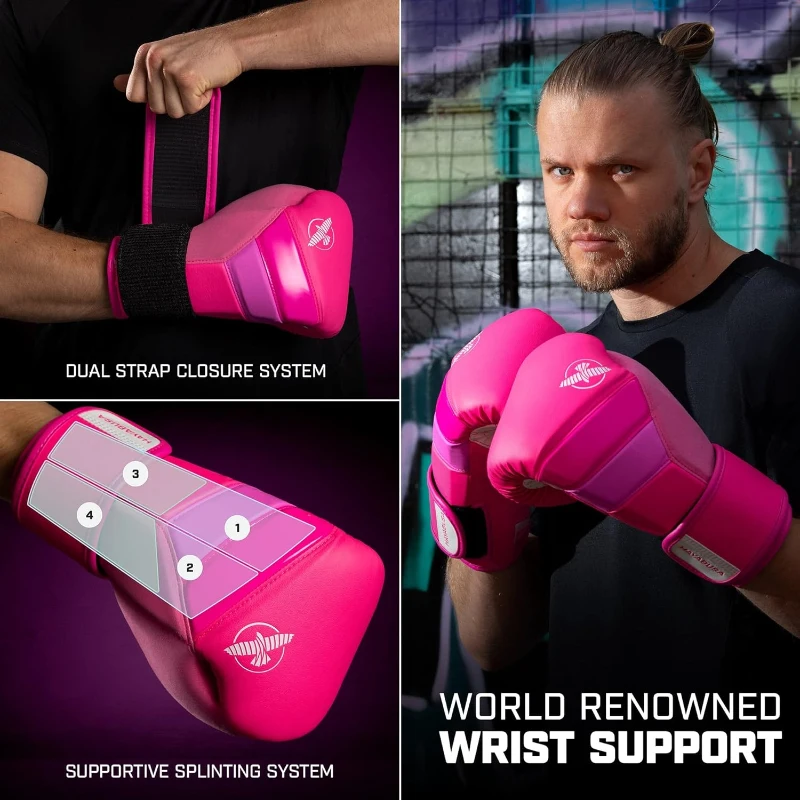 Hayabusa T3 Boxing Gloves for Men & Women — 5-Layer Knuckle Foam, Splinted Wrist Support, Dual-X Hook & Loop Closure
