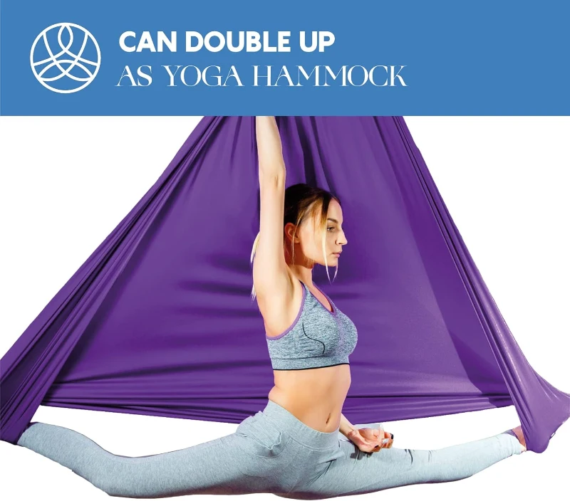 Complete Aerial Silks Starter Set – 9 Yards Tricot Fabric with Rigging Pack & Instructions for Acrobatic and Therapeutic Aerial Practice (Up to 13 ft Rigging)