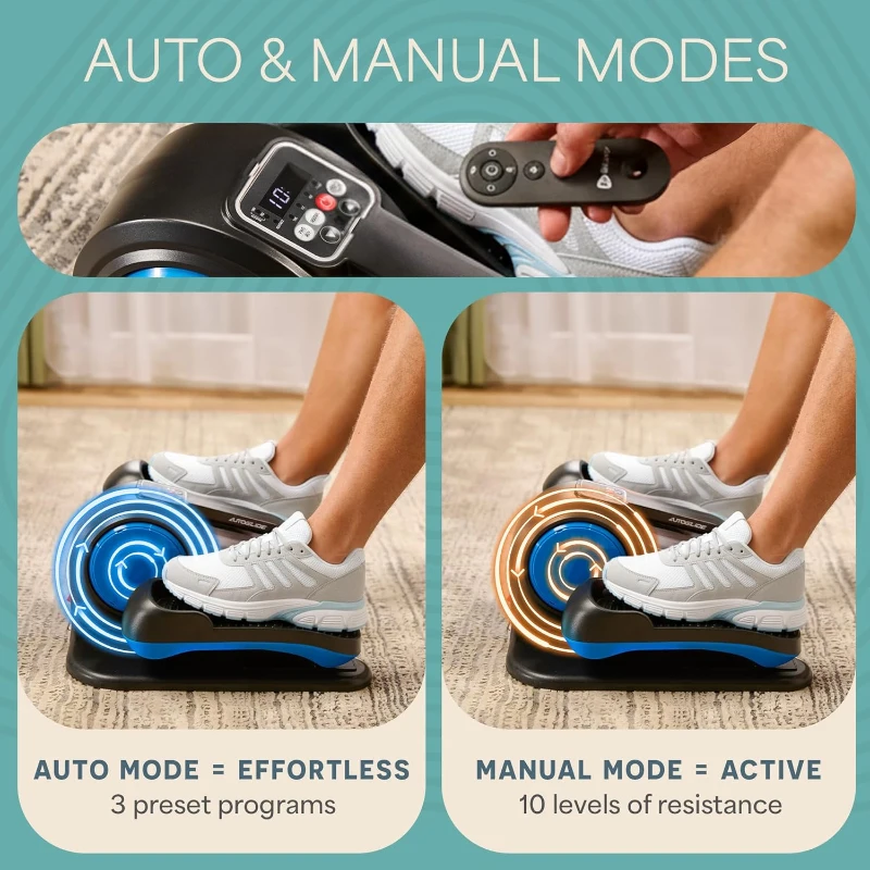 Lifepro AutoGlide Under-Desk Elliptical — Seated Pedal Exerciser for Adults & Seniors (with or without Red Light) — Quiet, Portable Leg Trainer for Home or Office