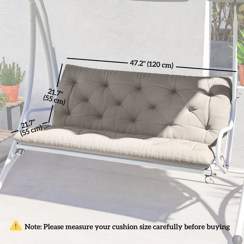 Outsunny 2 Seater Garden Bench Cushion, Soft Thick Outdoor Non-Slip 2 Seater Soft Pad With Backrest for Garden Patio, 47" x 43" x 5", Light Grey