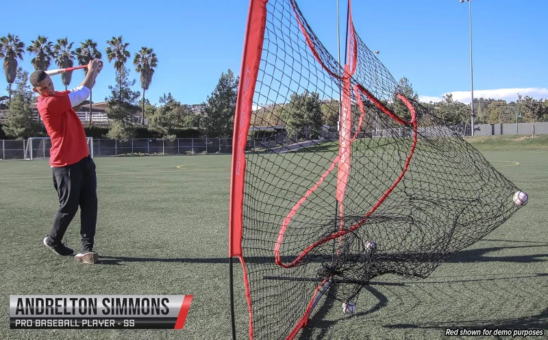 PowerNet 7x7 Baseball & Softball Practice Net Kit (Navy) with Ball Caddy, Weighted Balls and Tee