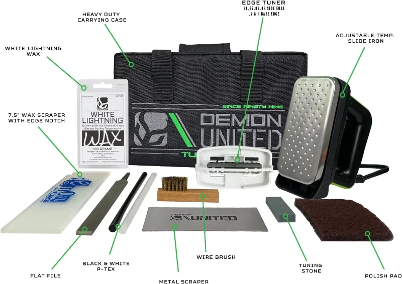 Demon Complete Basic Tune Kit with Wax — All-In-One Ski & Snowboard Tuning Set