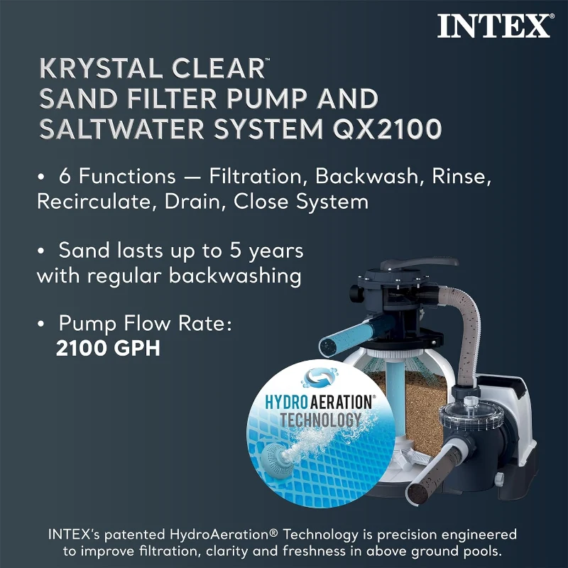 Intex 26367EH XTR Frame Rectangular Pool 24ft x 12ft x 52in with Krystal Clear Sand Filter, Removable Ladder, Cover and Ground Cloth – Large Above-Ground Backyard Pool