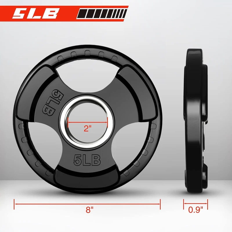 RitFit Olympic 2-Inch Rubber Grip Weight Plates for Barbell — Single, Pair & Sets (2.5/5/10/25/35/45 LB)
