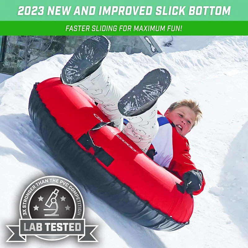 GoSports 44"" Heavy-Duty Winter Snow Tube with Premium Double-Stitched Canvas Cover & Coated Bottom — Commercial-Grade, Multiple Styles