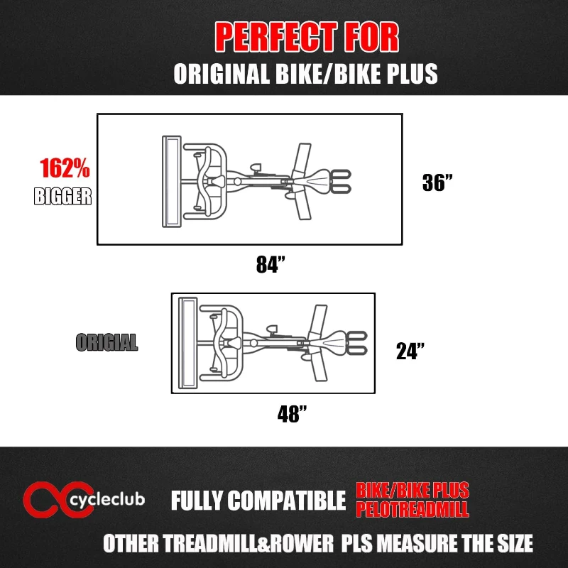 Cycleclub Large 6mm Floor Mat for Exercise Equipment, Compatible with Spin Bikes, Treadmills & Ellipticals, 36"" x 84"" Protector