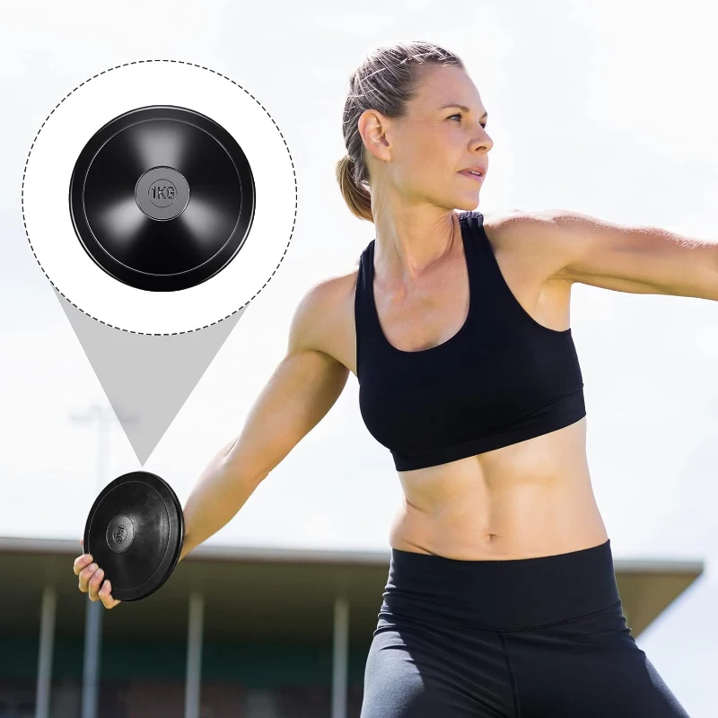Deekin 2-Piece Training Set — 1 kg Rubber Discus and 8 lb Shot Put, Black Practice Implements for School Track & Field