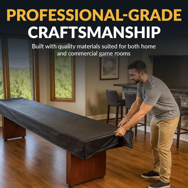 Hathaway 9-Foot Shuffleboard Table Cover - Leatherette Protective Dust and Spill Shield with Cotton Backing
