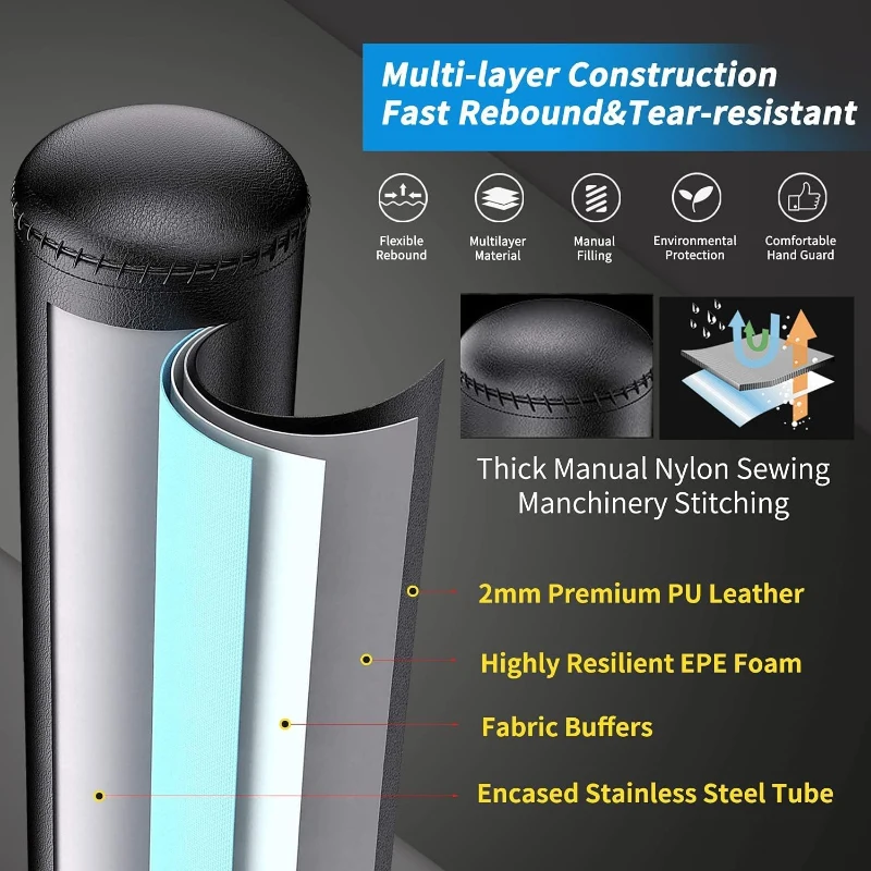 Feikuqi 205lb Standing Punching Bag for Adults - Heavy Duty Kickboxing Bag with Shock Absorber & Suction Cup Base, Stand-Up Boxing Bag for Home/Office