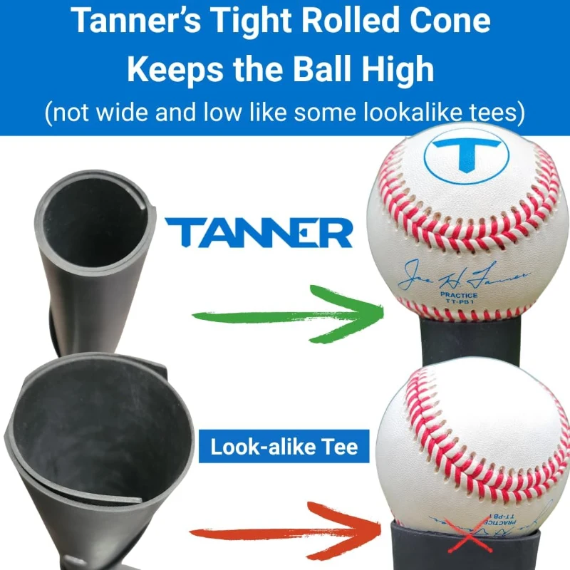 Tanner Tee Original Pro Hitting Tee – Adjustable 26""–43"", Steel Shaft, Composite Base, Flextop