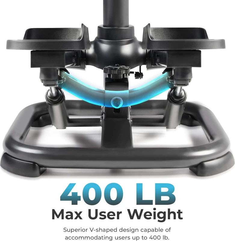 Sunny Health & Fitness 2-in-1 Premium Power Stepper — 400 lb Capacity, Resistance Bands, Bluetooth Connectivity & Free SunnyFit App, Height-Adjustable