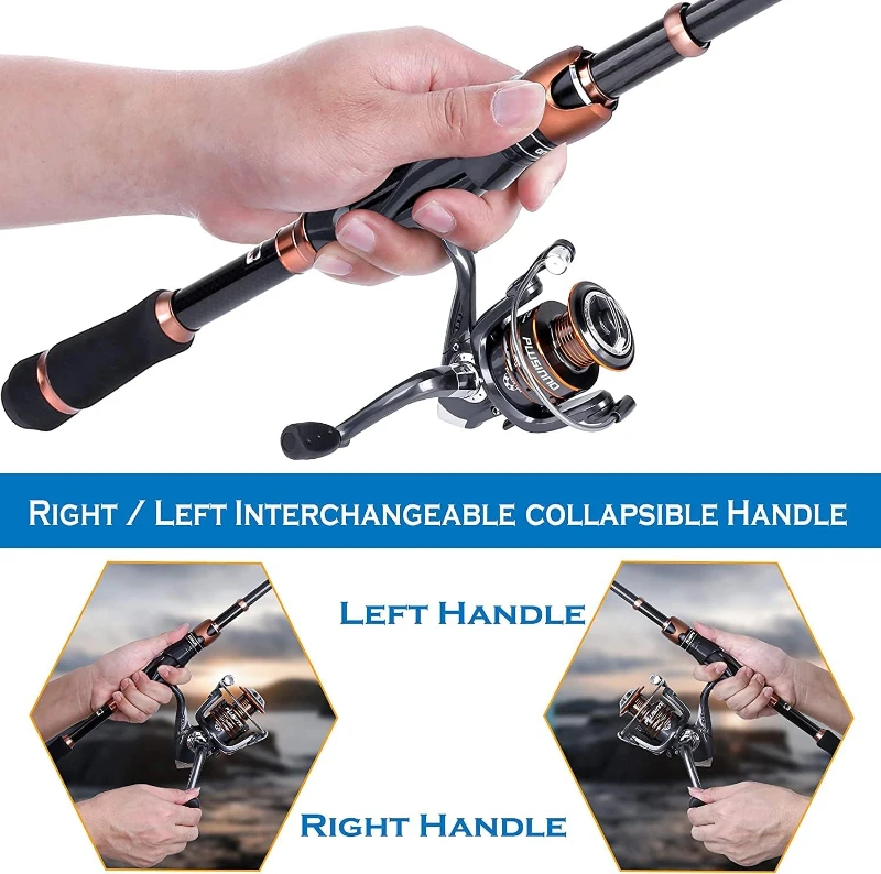 PLUSINNO Bronze Warrior Toray IM6 Telescopic Fishing Duo Kit — 2 Rods & 2 Reels Full Carry Case Set with 12+1 Bearings, Line & Lures (Travel Freshwater Gear)