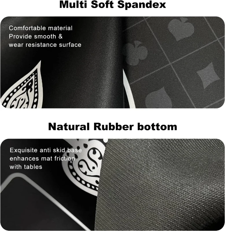 YUZPKRSI 70 x 35 Inch Poker Mat — 8-Player Texas Hold'em Rubber Table Topper, Folding Portable Layout with Carrying Bag for Poker, Blackjack, Casino