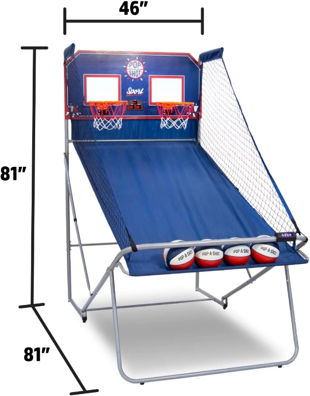 Pop-A-Shot Dual Shot Sport Arcade Basketball Game – Foldable Home Hoop with Paddle Scorers, 10 Game Modes, 4 Balls, Mobile Design