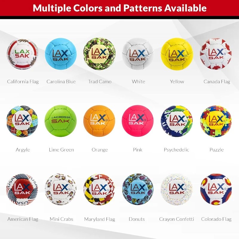 Lax Sak Soft Practice Lacrosse Balls - 1,2,3,6,12,24,36,60 & 120 Packs, Regulation Size and Weight, Lower Bounce for Indoor/Gym and Outdoor Training