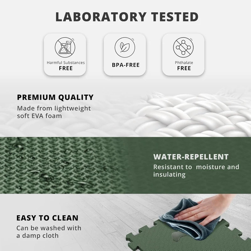 bemaxx 18-Piece EVA Interlocking Gym Floor Tiles (12.6"" x 12.6"" x 0.4"") with Edge Pieces — 18 sqft Protective Exercise Flooring for Home, Garage, Treadmill & Play Areas