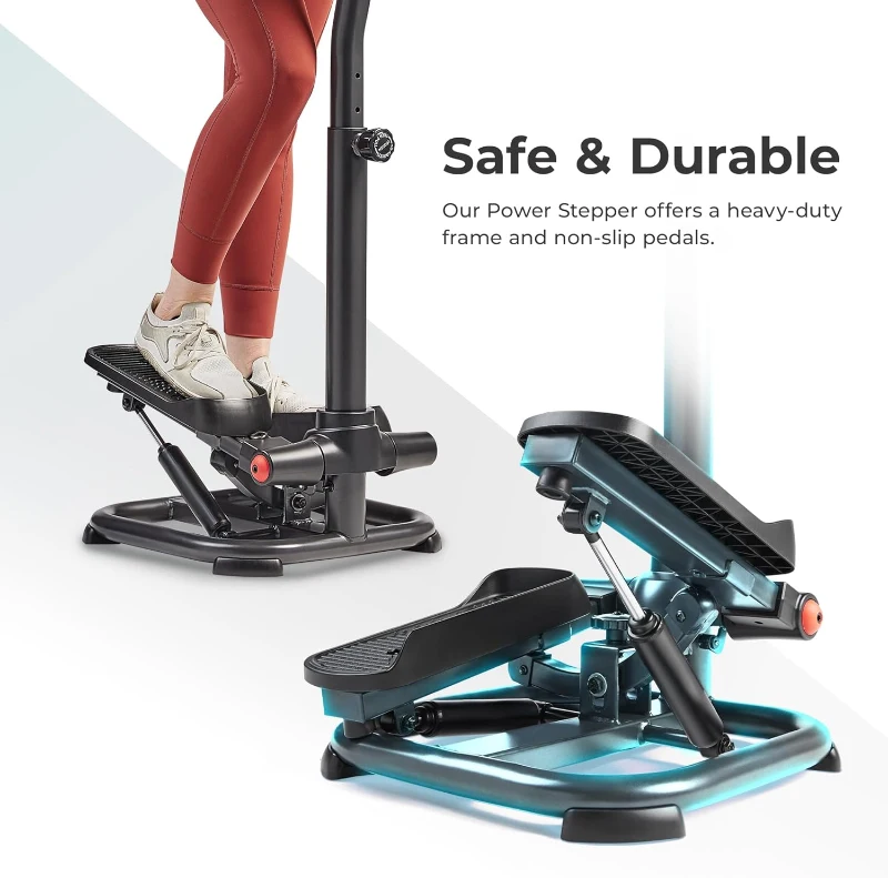 Sunny Health & Fitness 2-in-1 Premium Power Stepper — 400 lb Capacity, Resistance Bands, Bluetooth Connectivity & Free SunnyFit App, Height-Adjustable