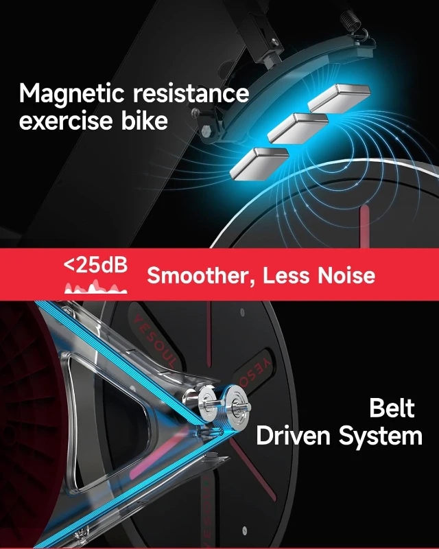 Yesoul Magnetic Indoor Cycling Bike – Black & White Smart Stationary Bike with 10"" Tablet Mount, Quiet Resistance, Comfortable Seat for Home Workouts