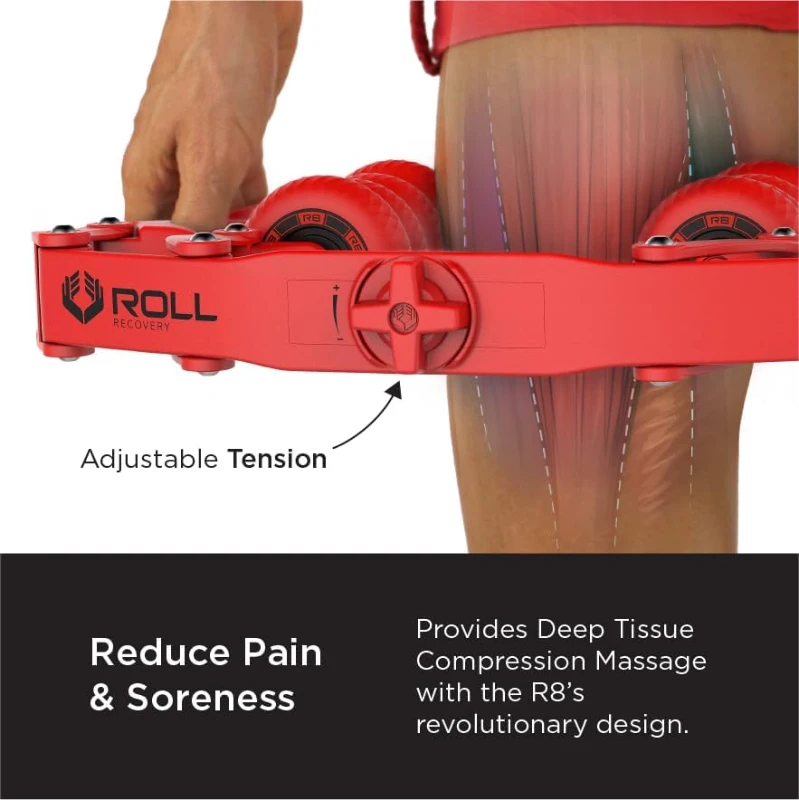 ROLL Recovery R8 Plus Deep Tissue Massage Roller (Lava Red) - Adjustable Intensity