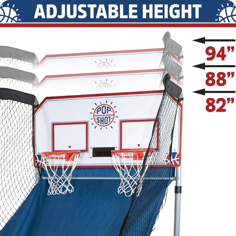 Pop-A-Shot Home Dual Shot Arcade Basketball Game — Sensor Scoring, 16 Modes, 7 Balls, Foldable