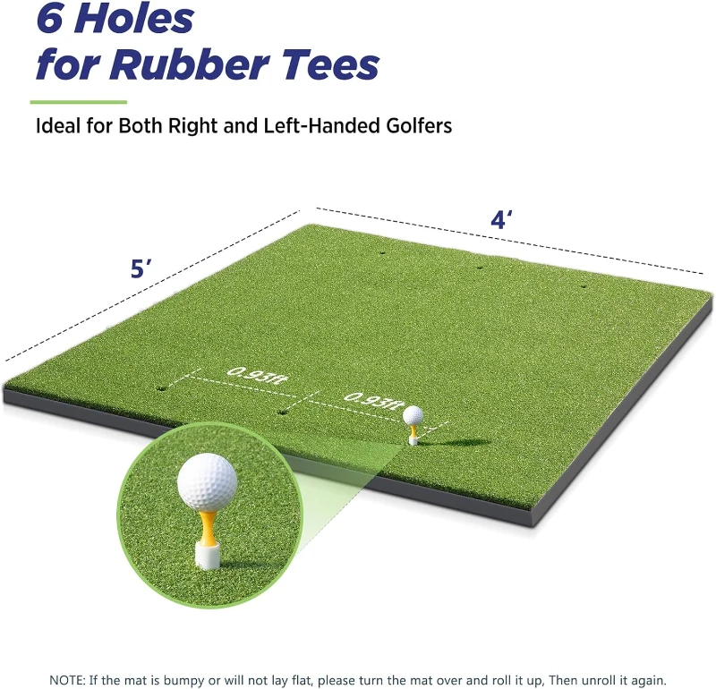 Golfguru Dense Elite Hitting Mat 5x4ft/5x5ft – 26mm Total Thickness (16mm Turf + 10mm EVA) with Balls & Tees – Heavy-Duty Training Mat for Backyard, Range, Indoor/Outdoor