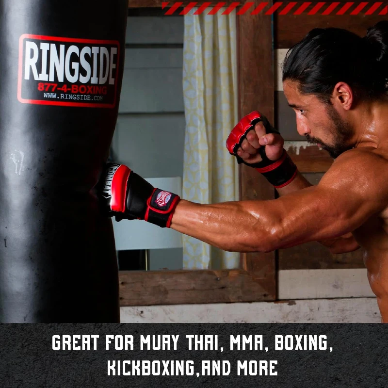 Ringside 100 lb Muay Thai Heavy Bag, Powerhide Punching Bag with Chain and Swivel, 72"" x 13"", Black