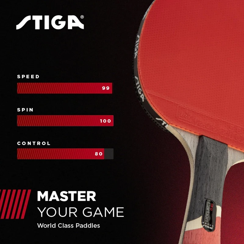 STIGA Pro Carbon Tournament-Level Table Tennis Racket with Carbon Technology — Red & Blue