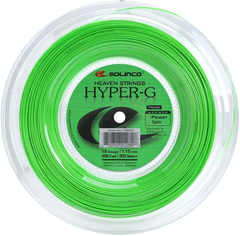 Solinco Hyper-G Co-Polyester Tennis String Reel — 656 ft (200 m) for Extreme Spin, Power & Control with TruTension