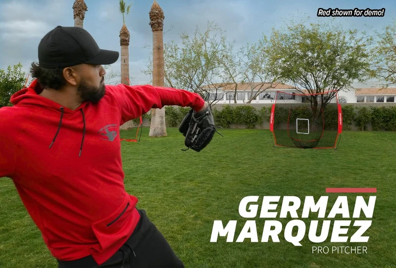 PowerNet 7x7 Baseball/Softball Practice Net Kit with Accessories - Ball Caddy, Weighted Ball & Tee