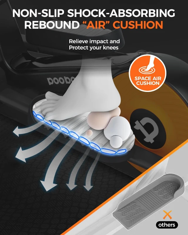 pooboo E399 Elliptical Machine — Home Elliptical with 16-Level Resistance, Hyper-Quiet Magnetic Rear Drive, 15.5 in Stride, LCD Monitor, 350 lb Capacity