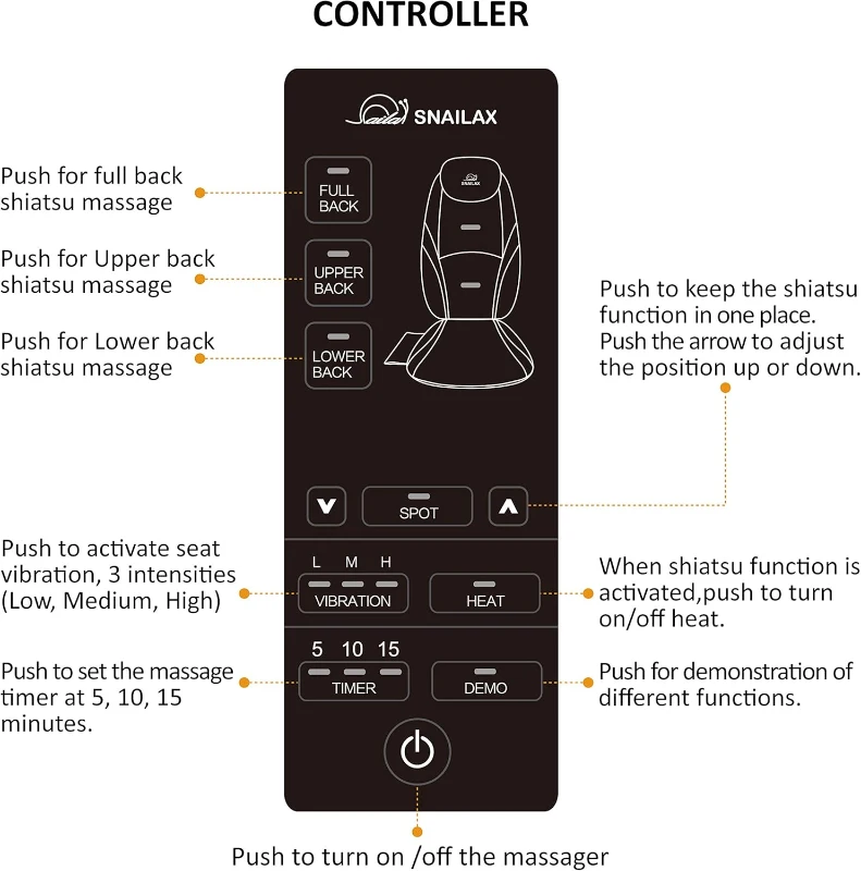 Snailax Shiatsu Back and Seat Massage Pad with Heat — Kneading Deep-Tissue Chair Massager for Home & Office, Gift for Mom and Dad