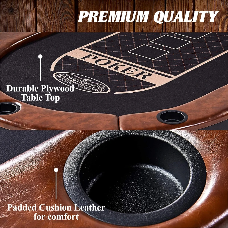 Barrington Poker Folding Table & Tabletop Collection — Padded Casino-Style Rail with Felt Play Surface for Texas Hold'em (Multi-Style)