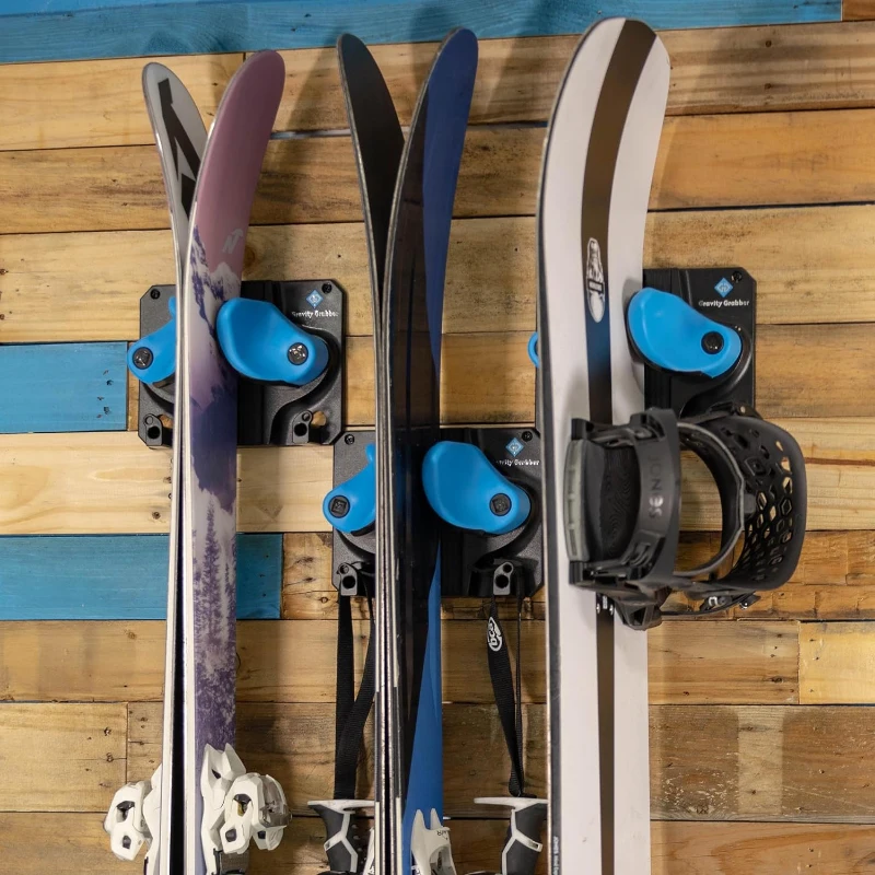Gravity Grabber 3-Pack - Ski & Snowboard Wall Rack with Anti-Slip, Gravity-Locking Arms | Garage & Gear Organizer