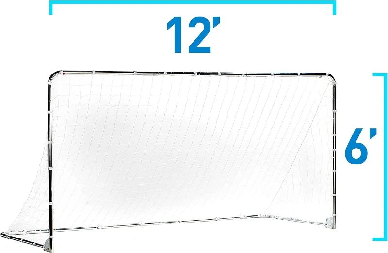 Franklin Sports Competition Folding Steel Soccer Goal with Net & Ground Stakes — 12' x 6' Regulation Backyard Goal (Adult & Youth, Multiple Sizes/Colors)