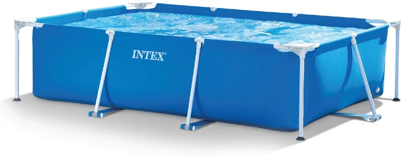 Intex 9.8' x 79"" x 29.5"" Rectangular Above-Ground Backyard Pool with Flow-Control Drain Valve, Blue